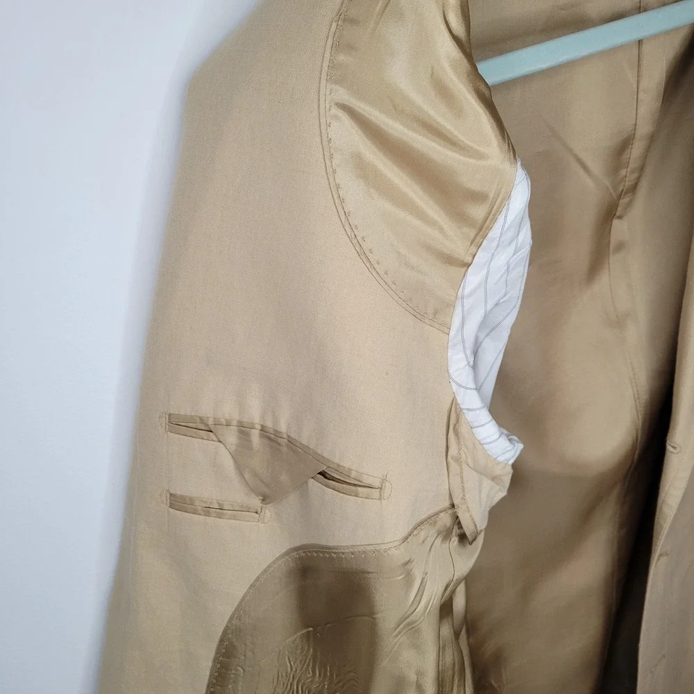 Banana Republic Beige‎ Tan Linen Cotton Blend Blazer Sports Jacket Mens Sz 42L